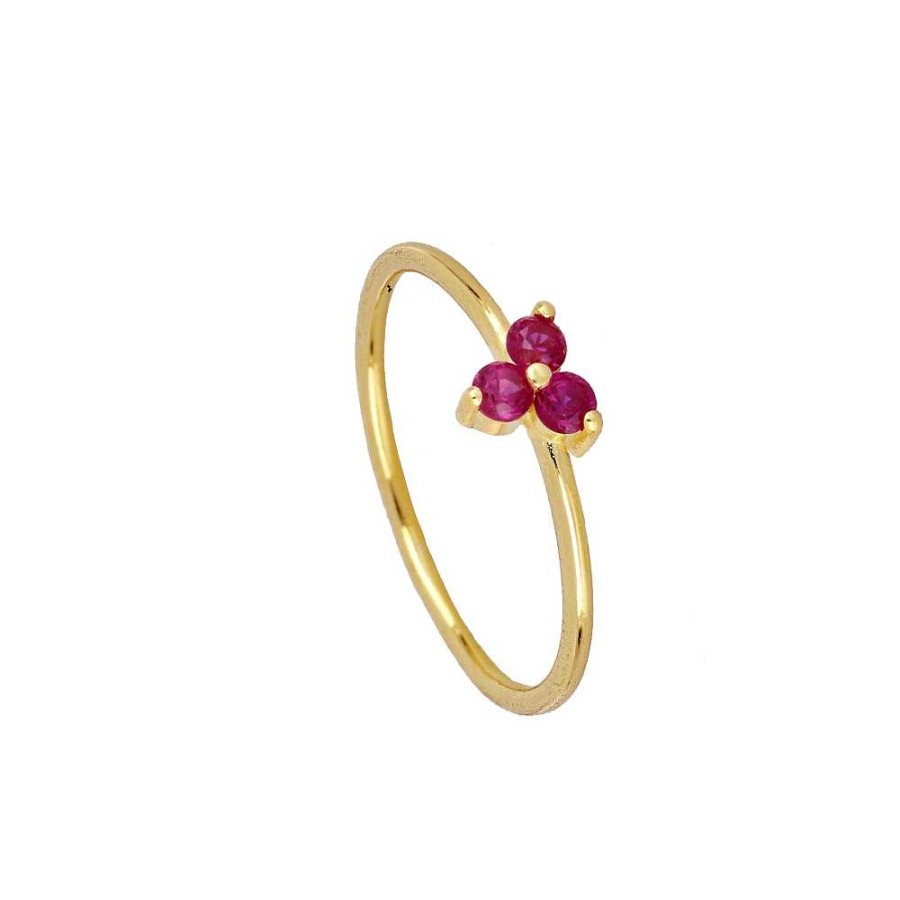 Joyas Plata Joyeria Luis Luna | Anillo Snow Fucsia Plata Dorada