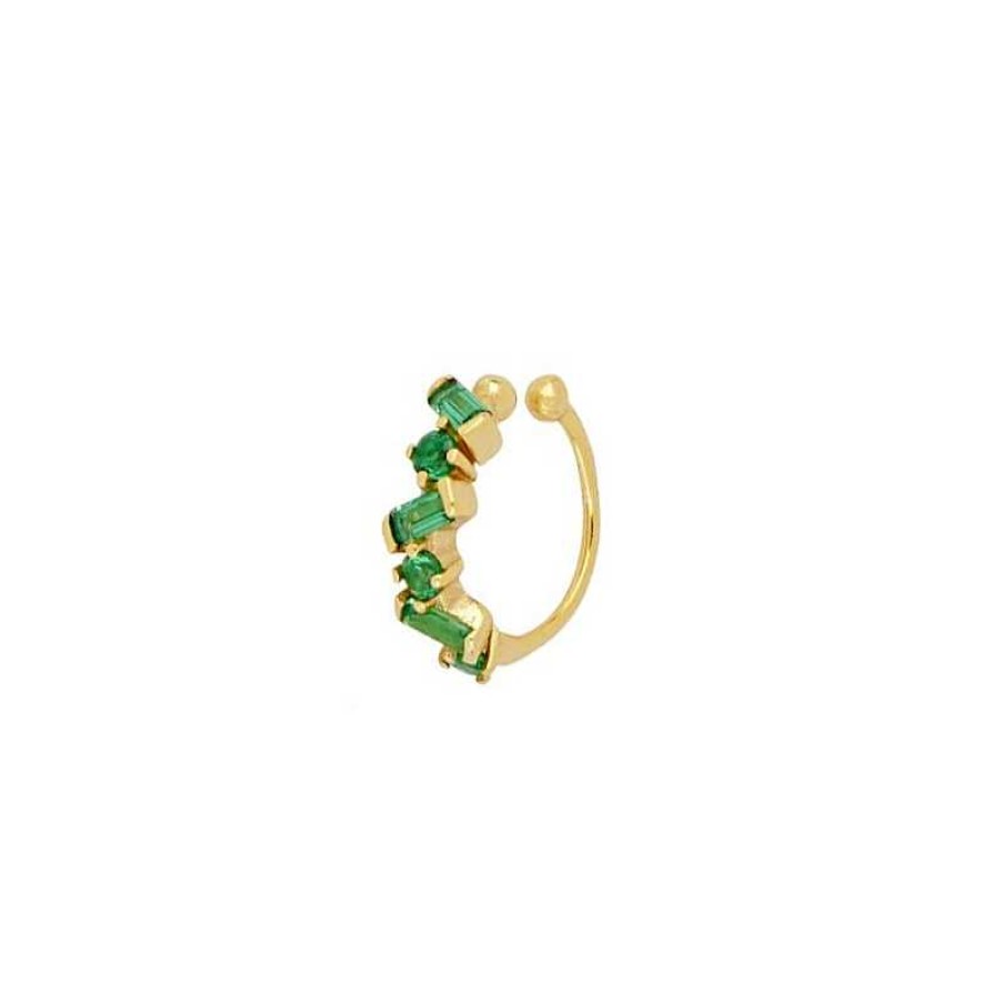 Joyas Plata Joyeria Luis Luna | Ear Cuff Hidra Verde Plata Dorada