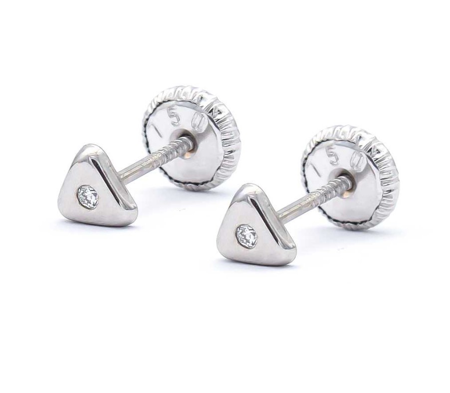 Diamantes Joyeria Luis Luna | Pendientes Triangle Diamantes Oro Blanco 18K