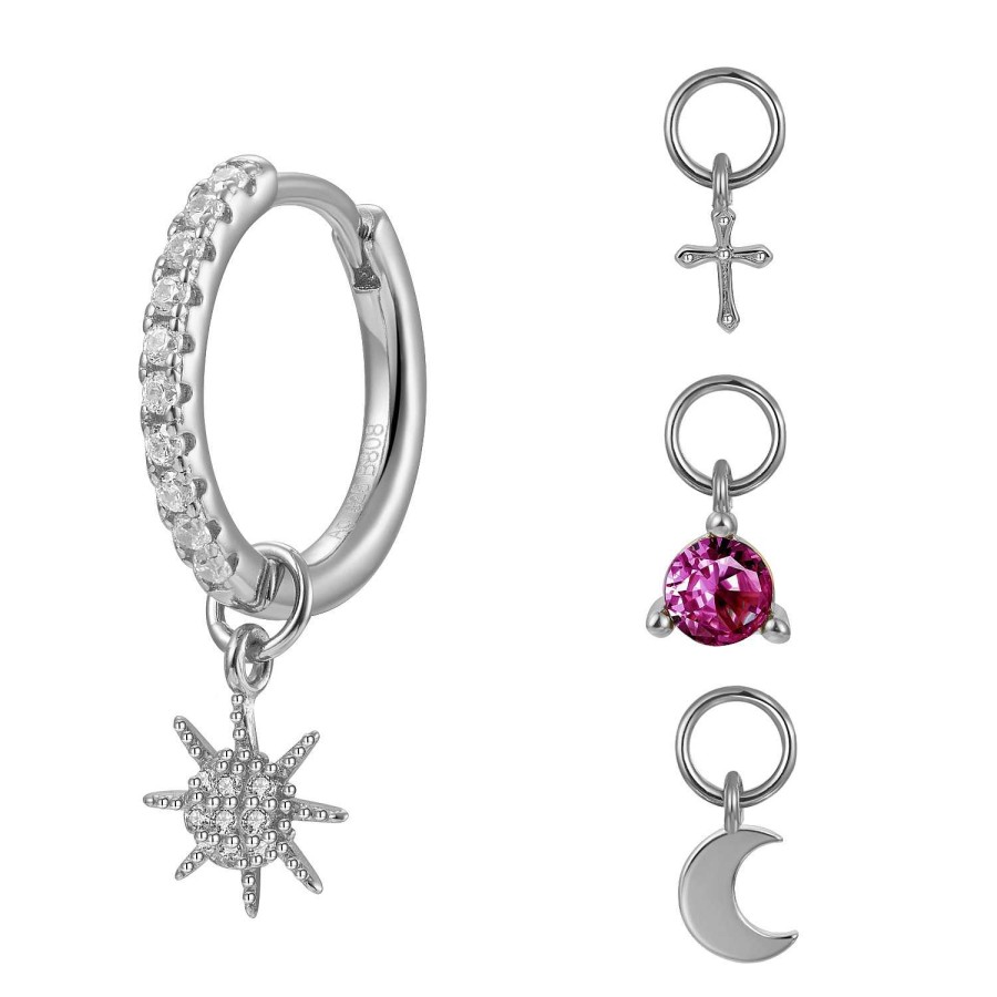 Joyas Plata Joyeria Luis Luna | Aros Multi Charms Pink Plata