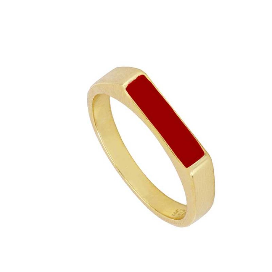 Joyas Plata Joyeria Luis Luna | Anillo Rett Red Plata Dorada