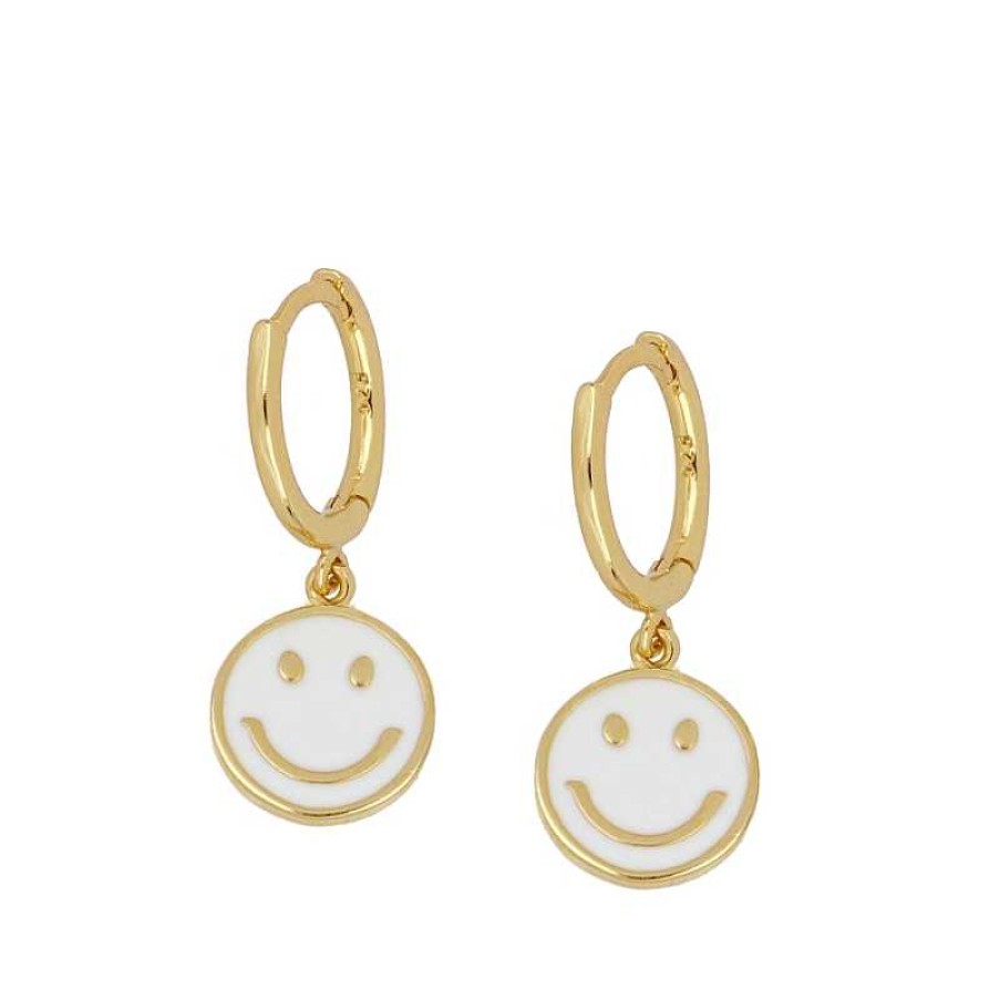 Joyas Plata Joyeria Luis Luna | Aros Smiley White Plata Dorada