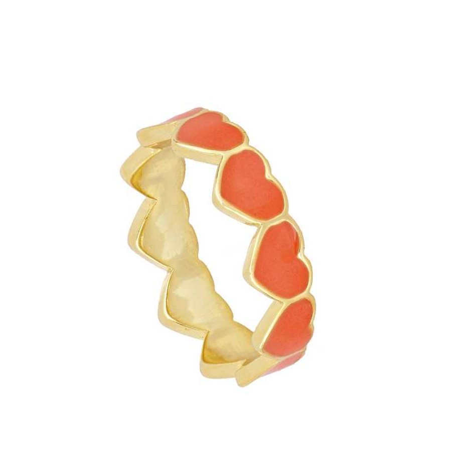 Joyas Plata Joyeria Luis Luna | Anillo Corazones Naranja Plata Dorada