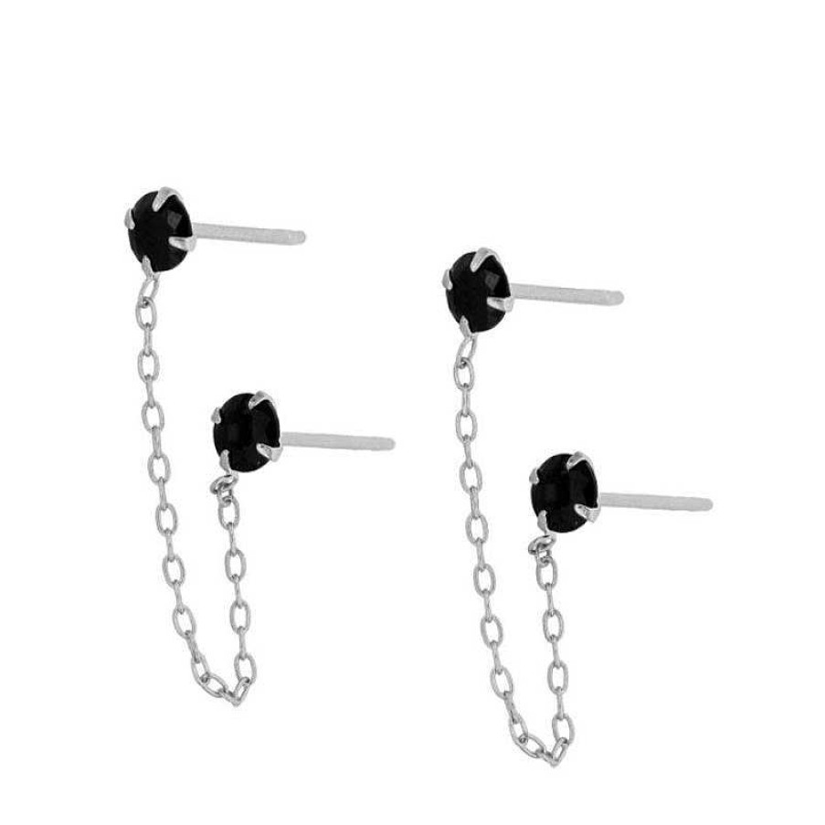 Joyas Plata Joyeria Luis Luna | Pendientes Hera Chain Black Plata