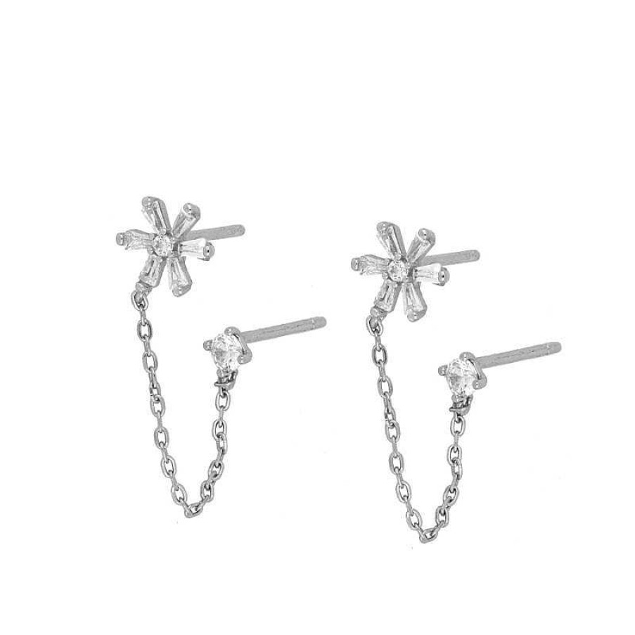 Joyas Plata Joyeria Luis Luna | Pendientes Flower Chain Plata