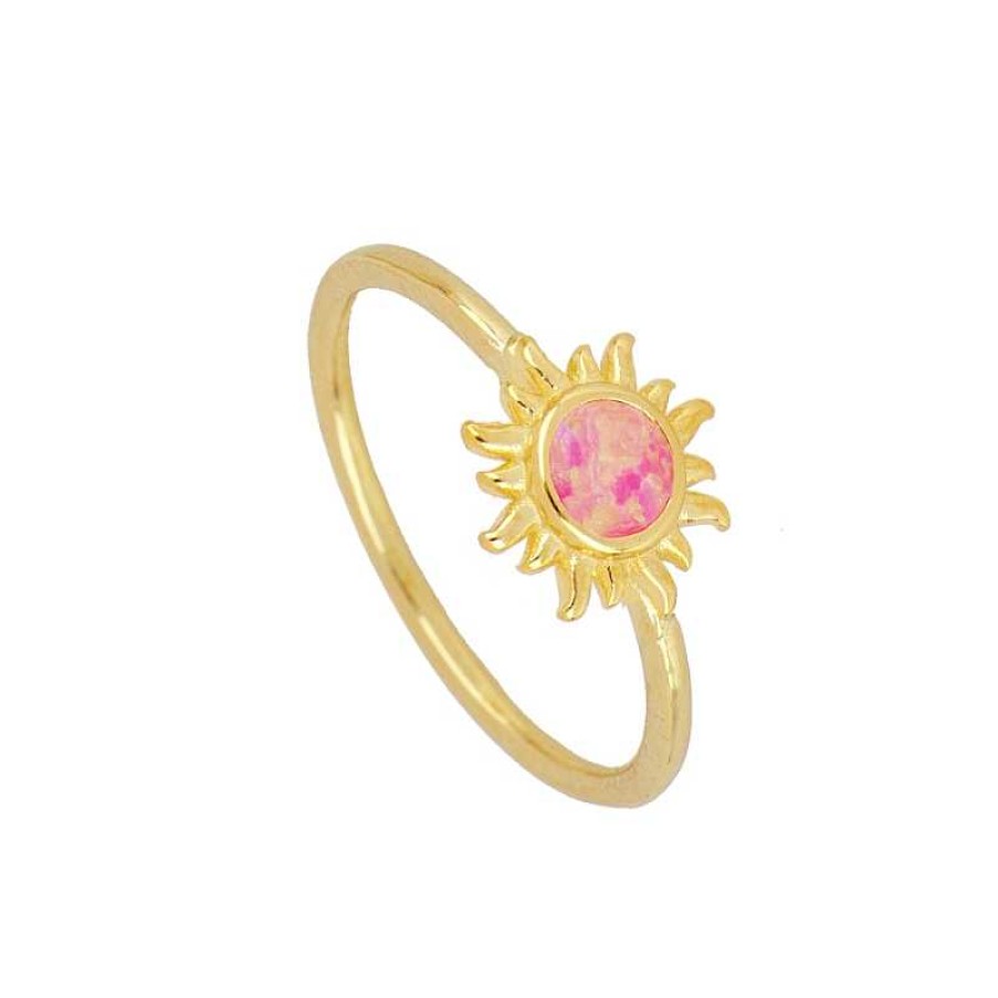 Joyas Plata Joyeria Luis Luna | Anillo Sole Palo Fucsia Plata Dorada