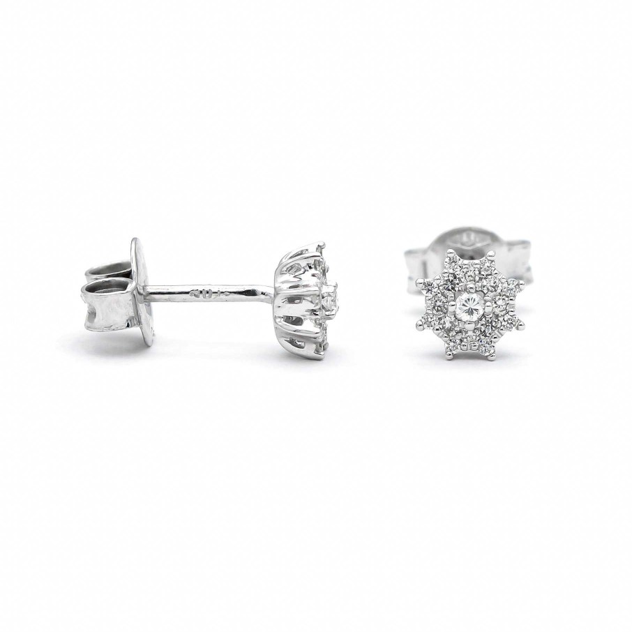 Boda Joyeria Luis Luna | Pendientes Rose Diamantes 0,18Ct Oro Blanco 18K