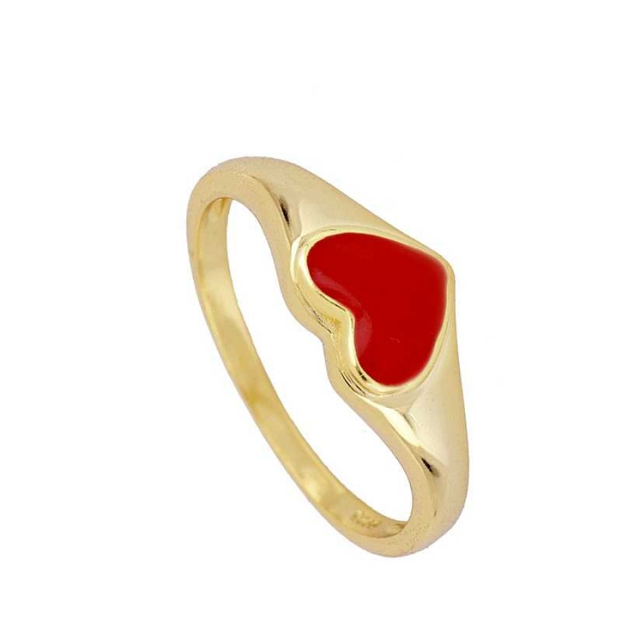 Joyas Plata Joyeria Luis Luna | Anillo Heart Rojo Plata Dorada