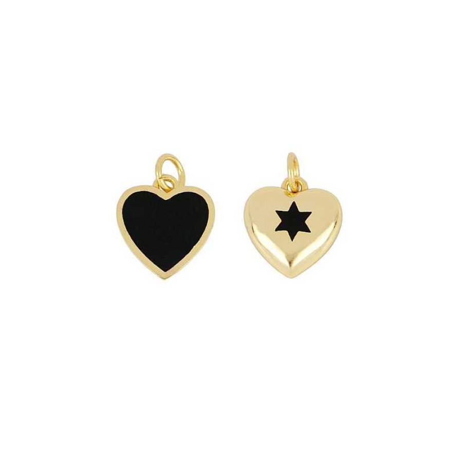 Joyas Plata Joyeria Luis Luna | Charm Heart Black Plata Dorada