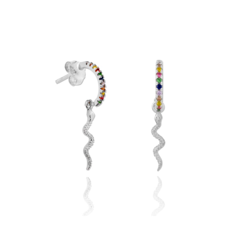 Joyas Plata Joyeria Luis Luna | Aros Serpiente Arcoiris Plata