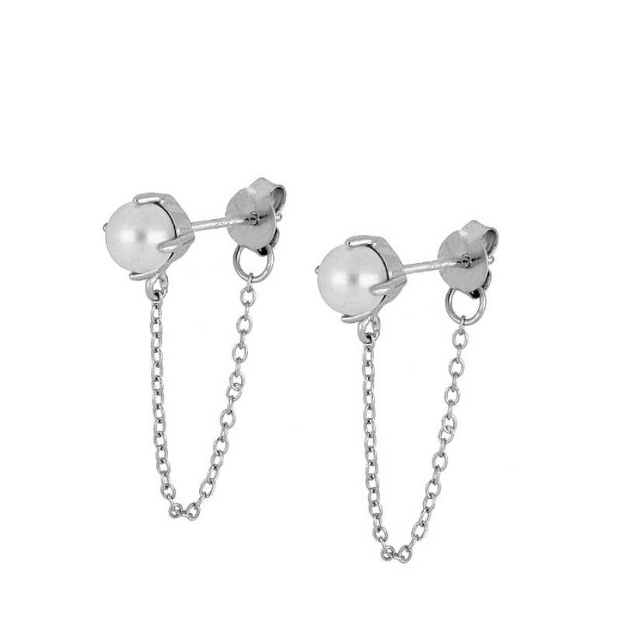 Joyas Plata Joyeria Luis Luna | Pendientes Pearl Chain Plata