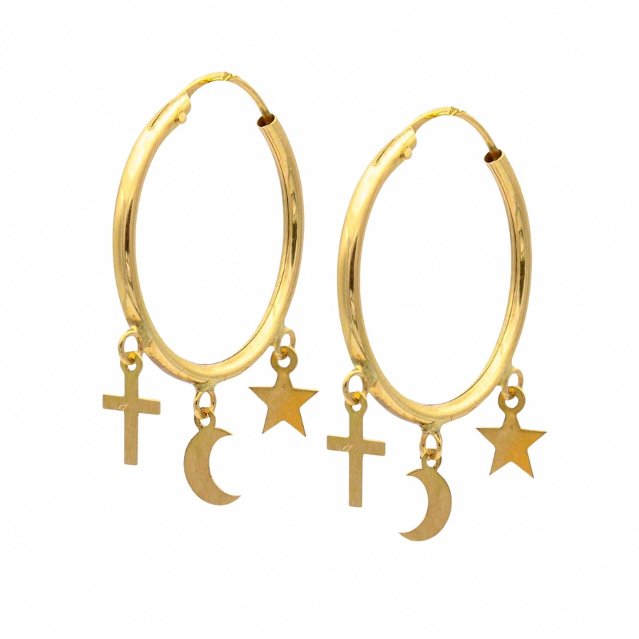 Joyas Oro 18K Joyeria Luis Luna | Aros Multi Charms Oro 18K