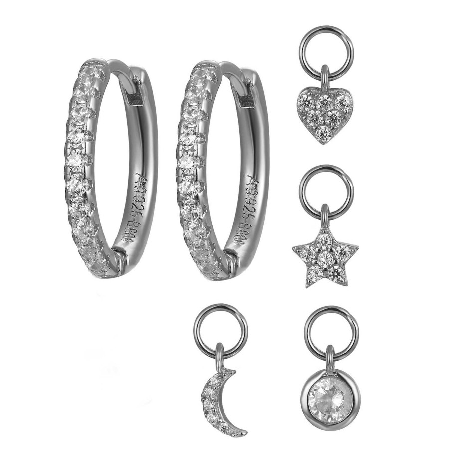 Joyas Plata Joyeria Luis Luna | Aros Multi Charms Circonita Plata