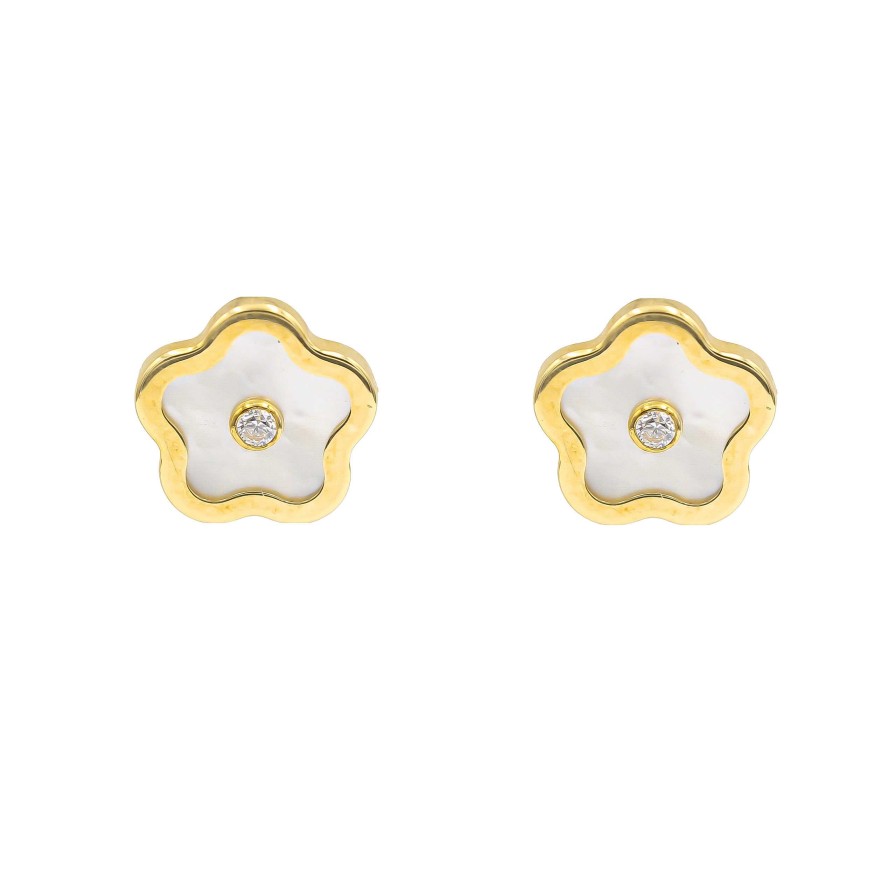 Joyas Oro 18K Joyeria Luis Luna | Pendientes Flor N Car Oro 18K