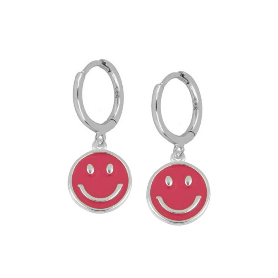 Joyas Plata Joyeria Luis Luna | Aros Smiley Fucsia Plata