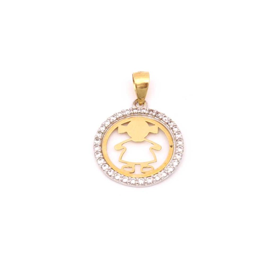 Joyas Oro 18K Joyeria Luis Luna | Colgante Ni A Oro Bicolor 18K