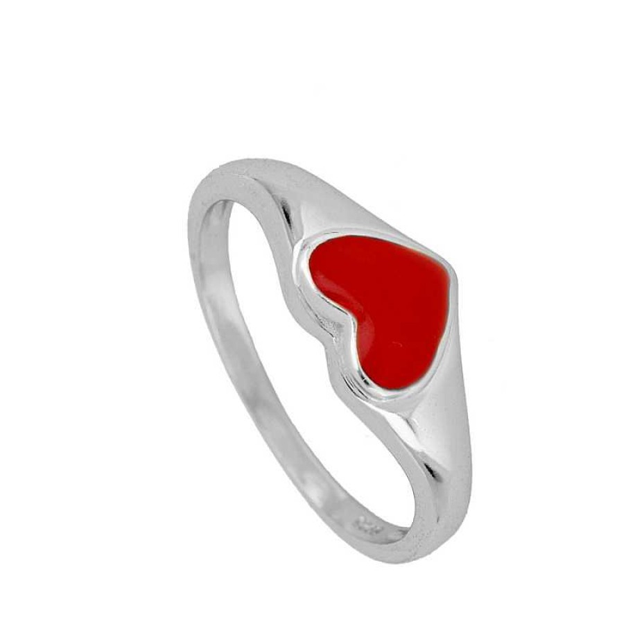 Joyas Plata Joyeria Luis Luna | Anillo Heart Rojo Plata