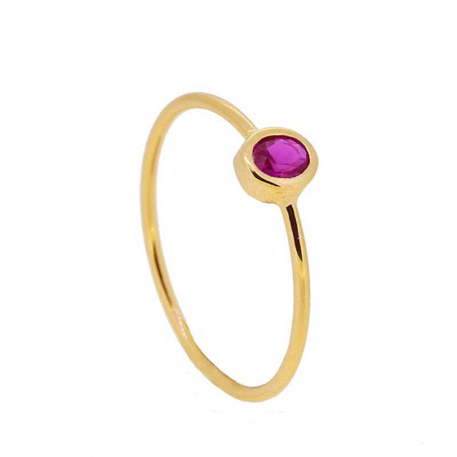 Joyas Plata Joyeria Luis Luna | Anillo Olivia Fucsia Plata Dorada