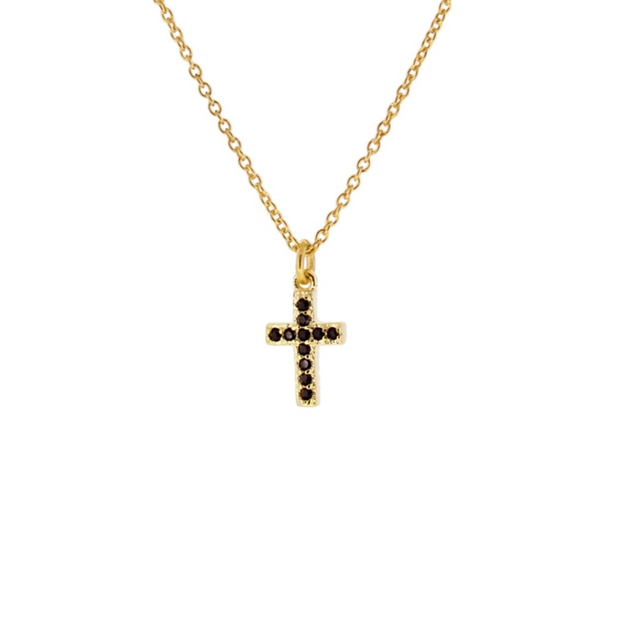 Joyas Plata Joyeria Luis Luna | Collar Black Cross Plata Dorada