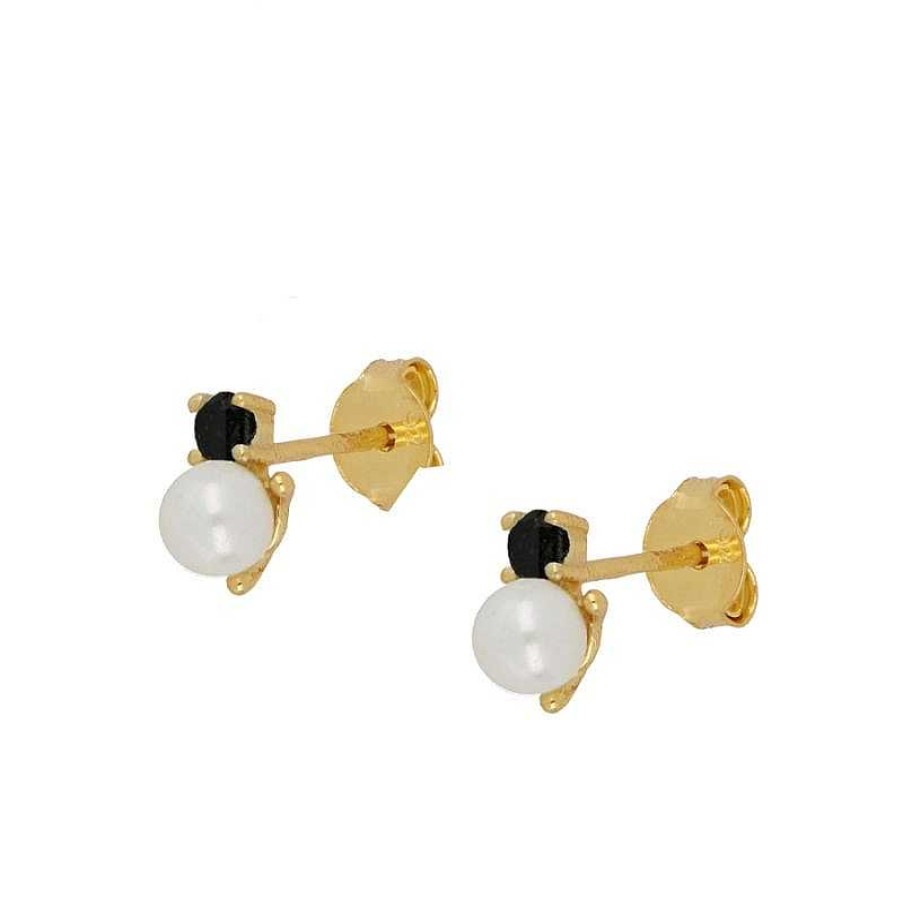 Joyas Plata Joyeria Luis Luna | Pendientes Pearl Black Plata Dorada