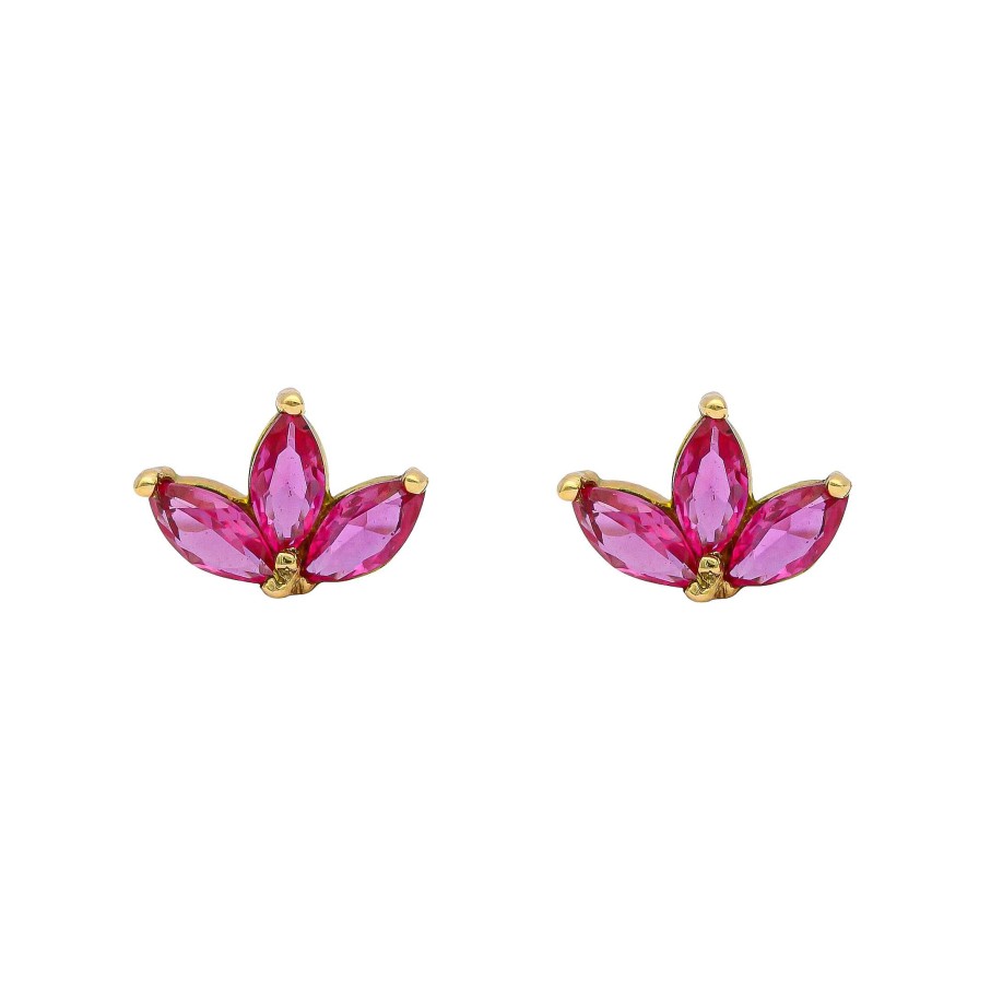 Joyas Oro 18K Joyeria Luis Luna | Pendientes Casmir Fucsia Oro 18K