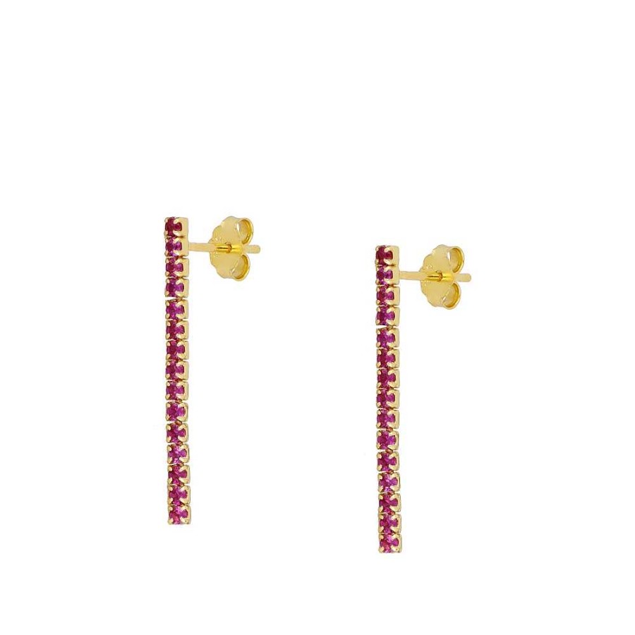 Joyas Plata Joyeria Luis Luna | Pendientes Dune Fucsia Plata Dorada