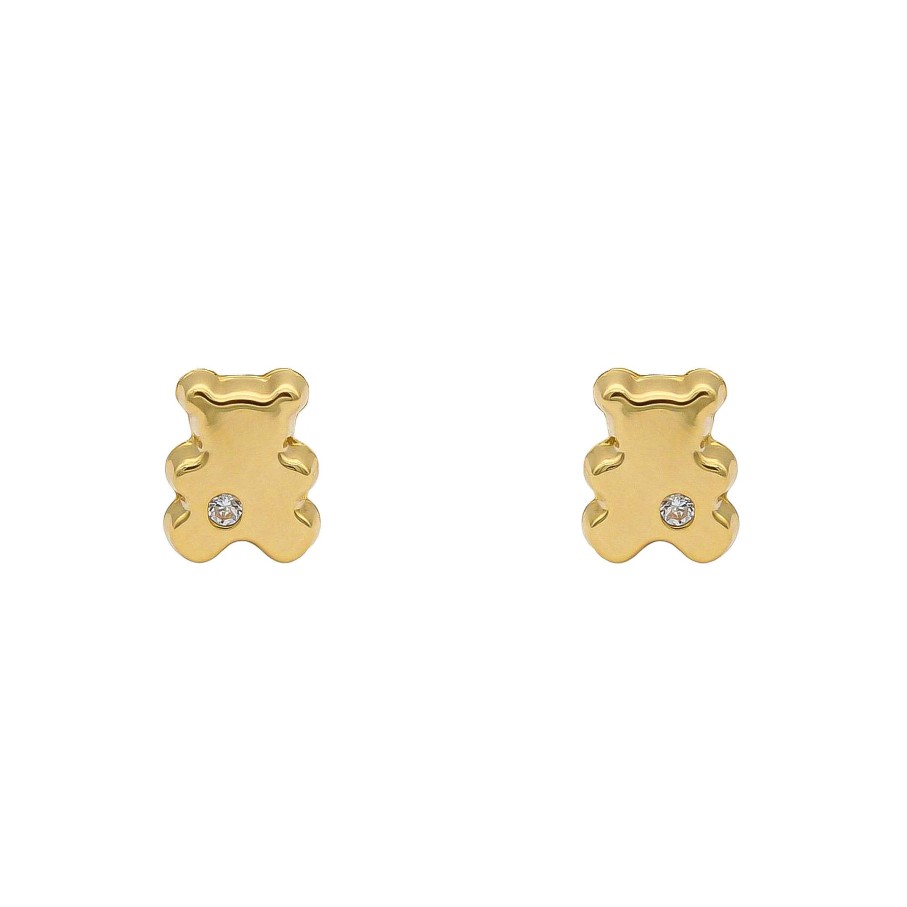 Joyas Oro 18K Joyeria Luis Luna | Pendientes Oso Circonita Oro 18K