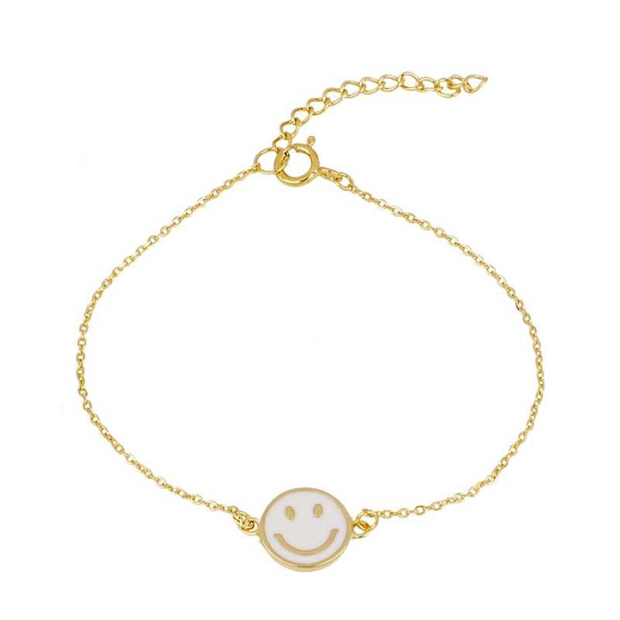 Joyas Plata Joyeria Luis Luna | Pulsera Smiley White Plata Dorada