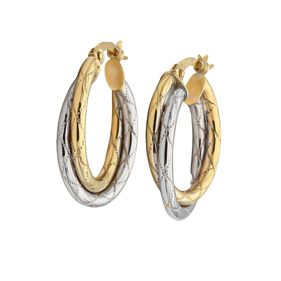 Joyas Oro 18K Joyeria Luis Luna | Aros Bryony 20Mm Oro Bicolor 18K