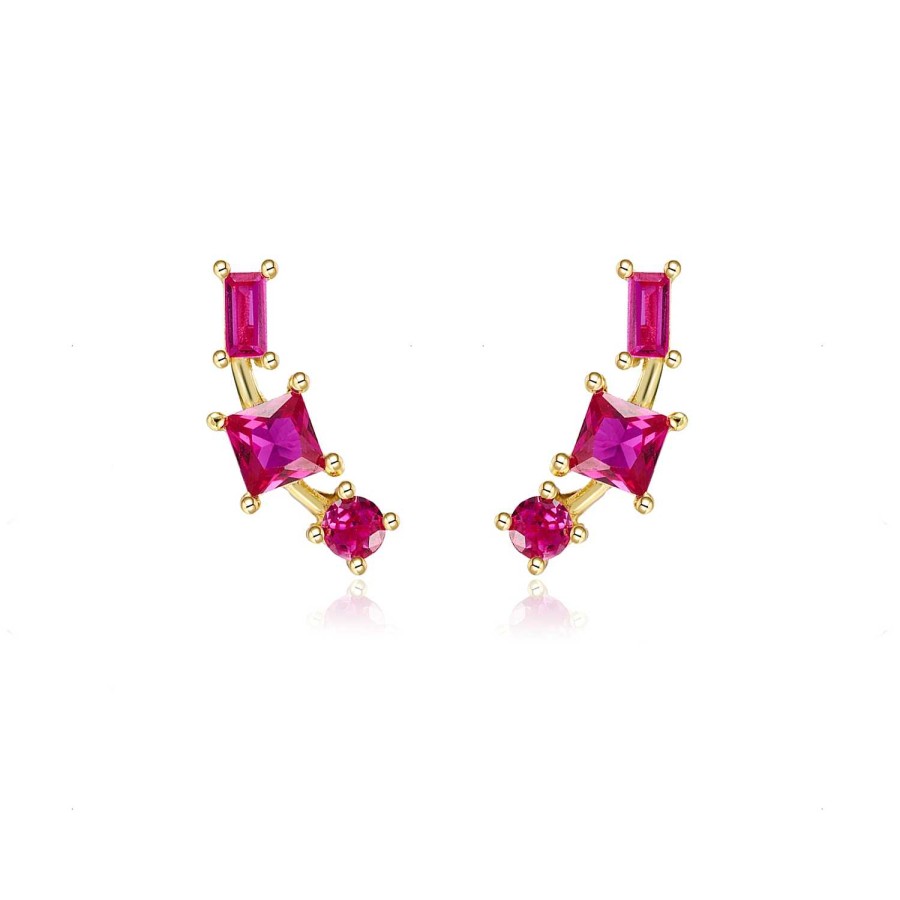 Joyas Plata Joyeria Luis Luna | Trepadores Triana Fucsia Plata Dorada