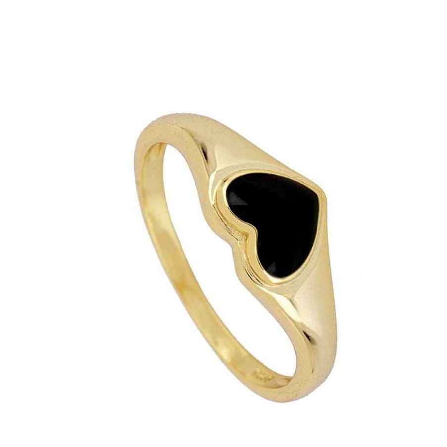 Joyas Plata Joyeria Luis Luna | Anillo Heart Black Plata Dorada