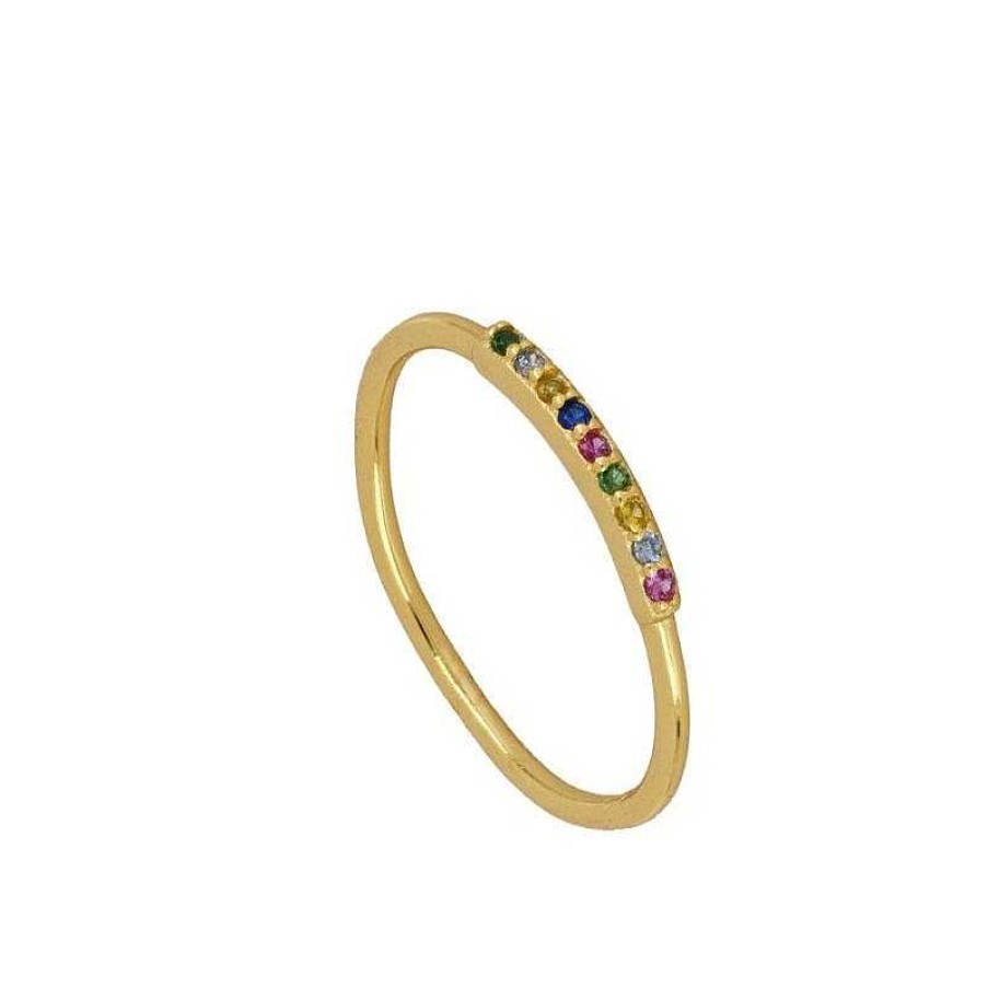 Joyas Plata Joyeria Luis Luna | Anillo Runa Multicolor Plata Dorada