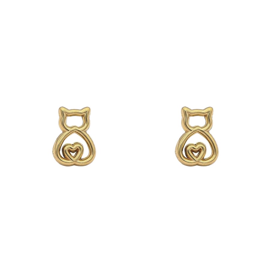 Joyas Oro 18K Joyeria Luis Luna | Pendientes Gato Oro 18K