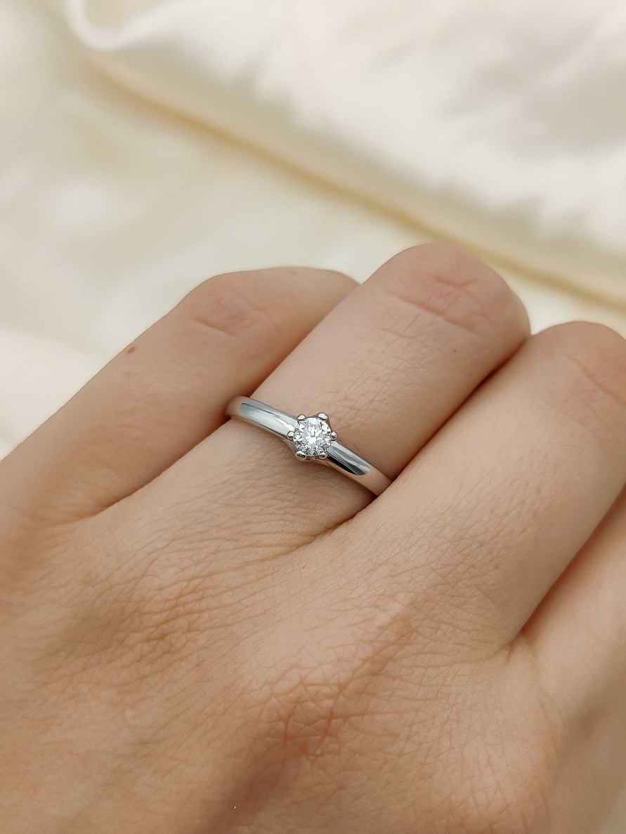 Boda Joyeria Luis Luna | Solitario Mae Diamante 0,16Ct E-Vs1 Oro Blanco 18K