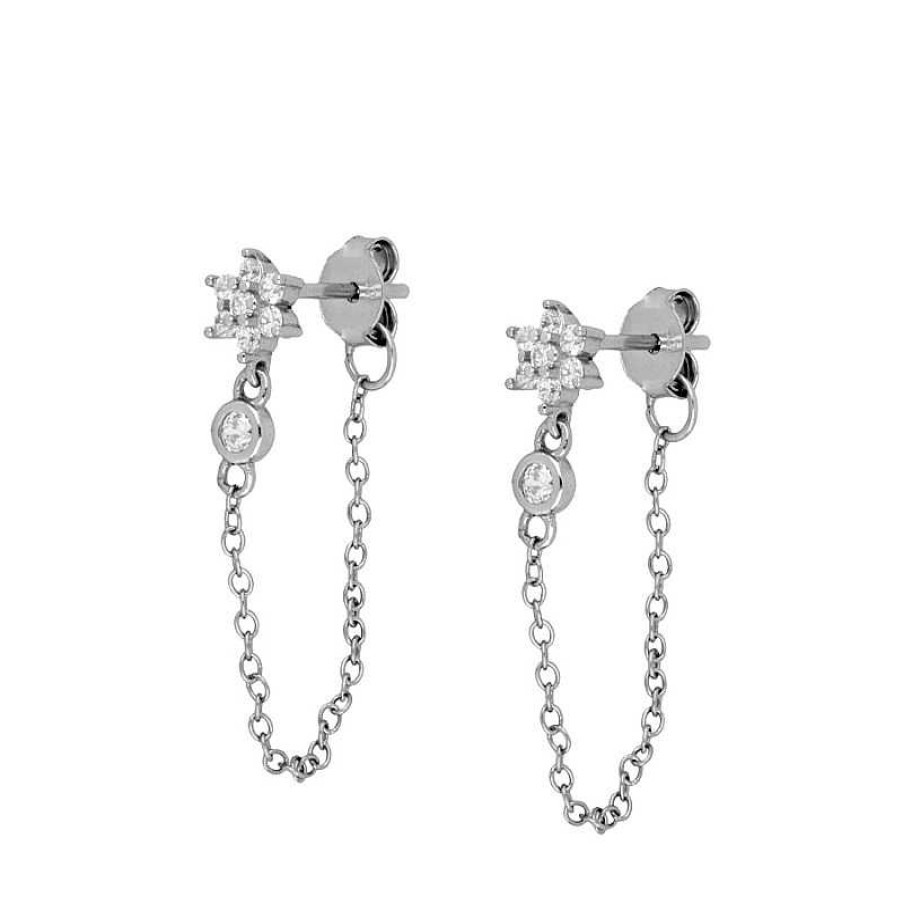 Joyas Plata Joyeria Luis Luna | Pendientes Rosette Chain Plata