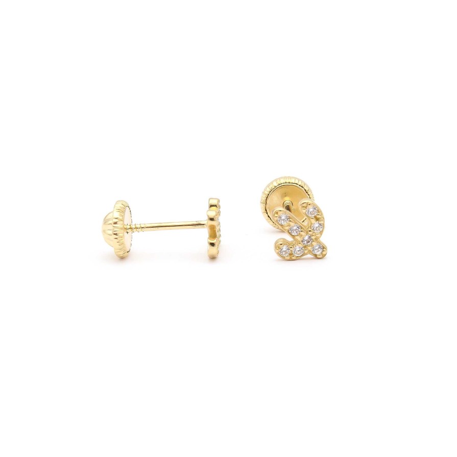 Joyas Oro 18K Joyeria Luis Luna | Pendientes Cactus Circonitas Oro 18K