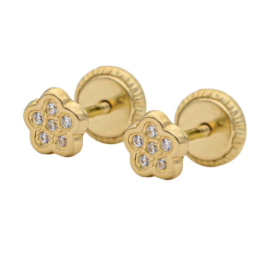 Joyas Oro 18K Joyeria Luis Luna | Pendientes Mini Flora Oro 18K