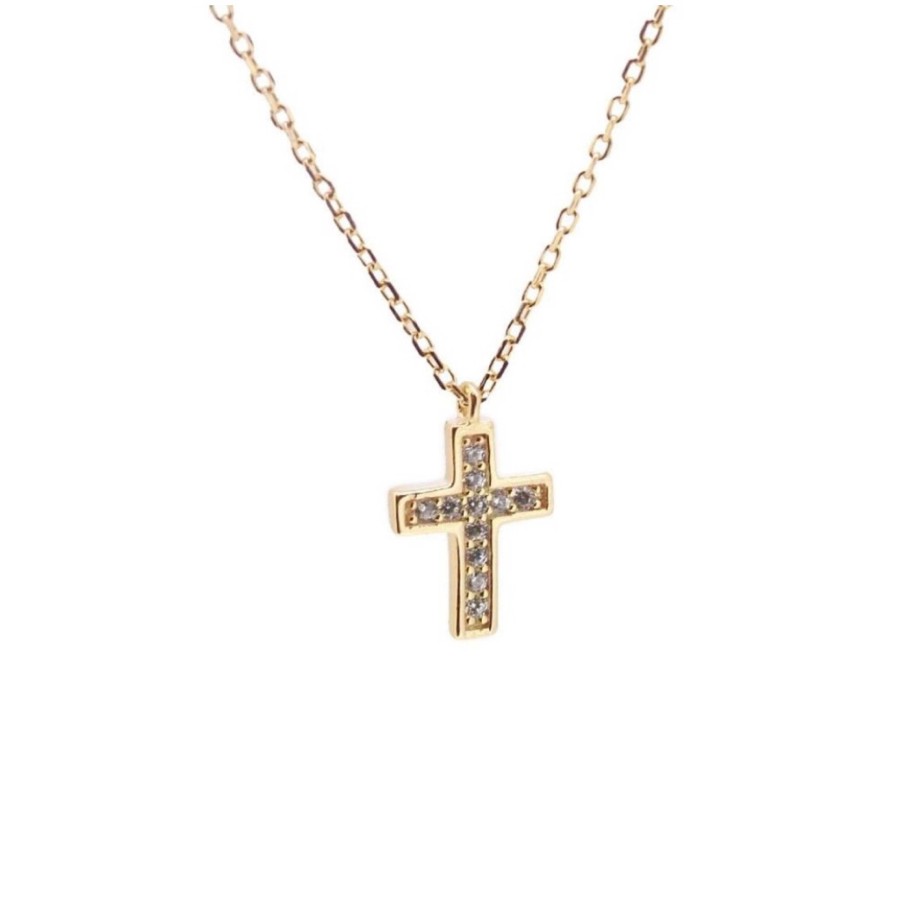 Joyas Plata Joyeria Luis Luna | Collar Crystal Cross Plata Dorada