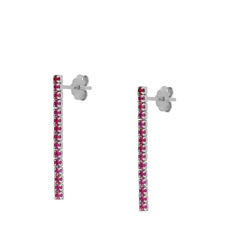 Joyas Plata Joyeria Luis Luna | Pendientes Dune Fucsia Plata