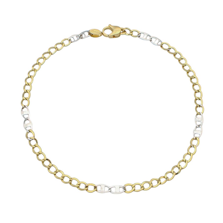 Joyas Oro 18K Joyeria Luis Luna | Pulsera Barbada Oro Bicolor 18K