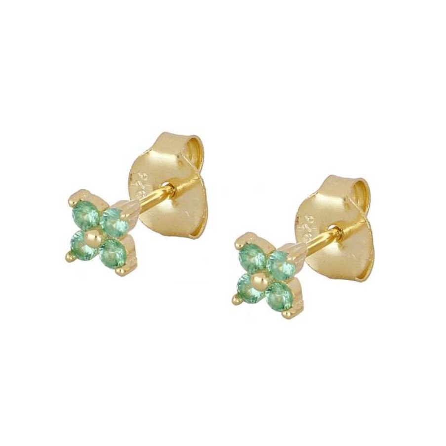 Joyas Plata Joyeria Luis Luna | Pendientes Mini Glam Green Plata Dorada